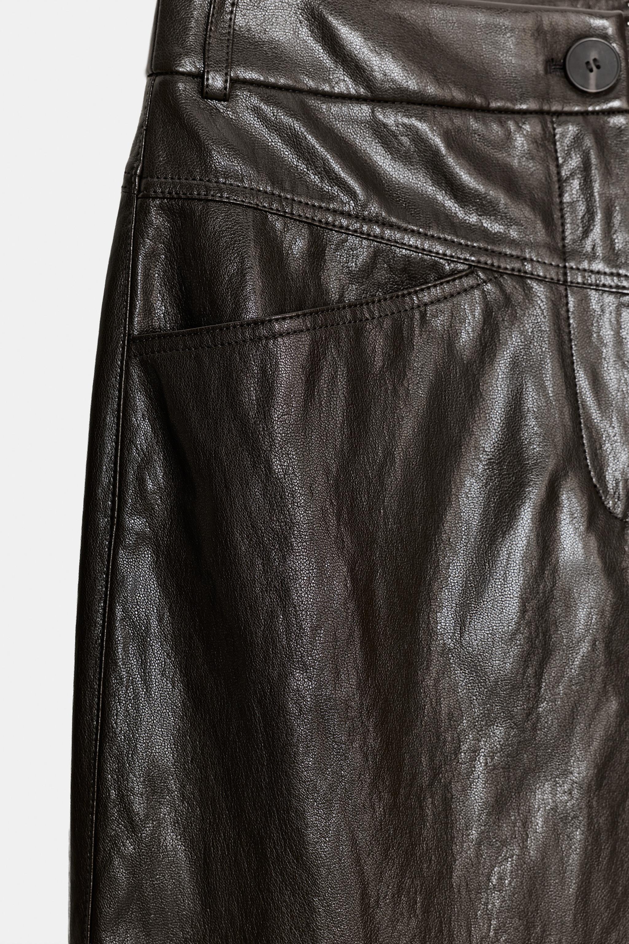 ZW COLLECTION FAUX LEATHER PLEATED SKIRT